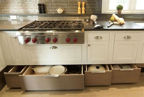 Fantastic Kitchen With Light Wooden Under Cabinet Drawers With Thumb