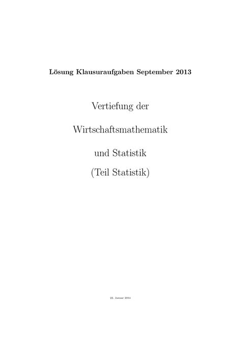 Übungen zur linearen algebra i. Prüfung September 2013, Fragen und Antworten - StuDocu