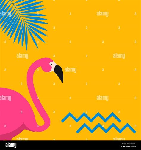 Cartoon Pink Flamingo Colored Background Vector Illustration Stock