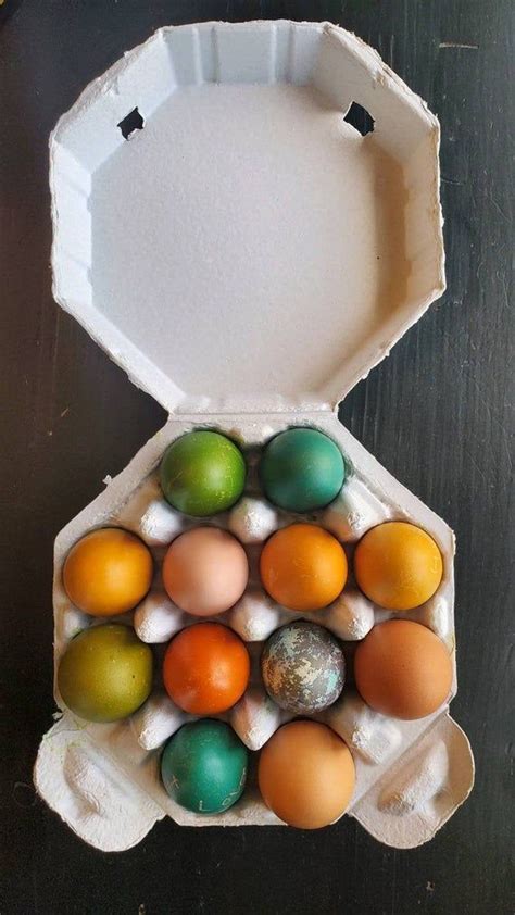 An Egg Carton Filled With Different Colored Eggs