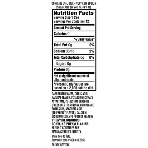 30 Sierra Mist Nutrition Label Labels Information List