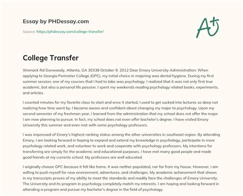 College Transfer 300 Words