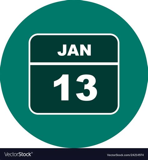 January 13th Date On A Single Day Calendar Vector Image