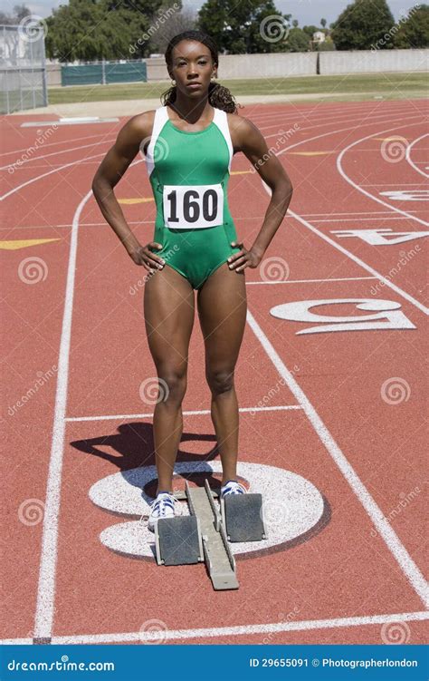 Female Track Athlete At The Starting Line Stock Image Cartoondealer