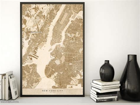 Printable New York Map Digital Download New York Wall Art Etsy