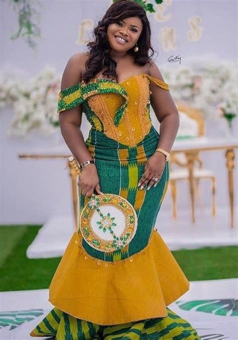 Latest Ghana Traditional Wedding Dress Black Girl Style Kente Dress