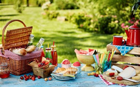 Exquisite Summer Picnic Scene With Copy Space Stock Image Image Of