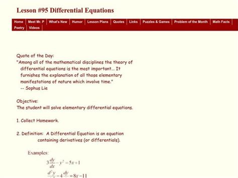 Differential Equations Lesson Plan For 11th 12th Grade Lesson Planet