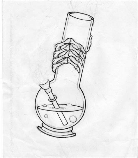 This Is A Drawing Of A Skeleton Hand Holding A Bong It Actually Goes
