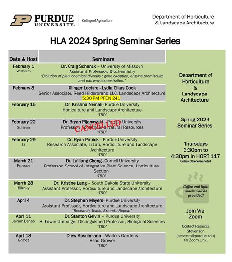 2024 HLA Spring Seminar Series Schedule (Updated) | Purdue University