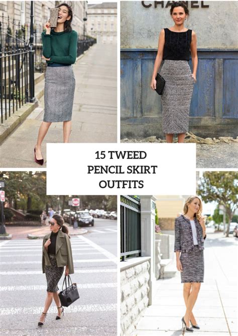 15 Fall Outfits With Tweed Pencil Skirts Styleoholic