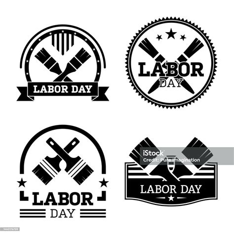 Set Of Happy Labor Day Banner Isolated Stock Illustration Download