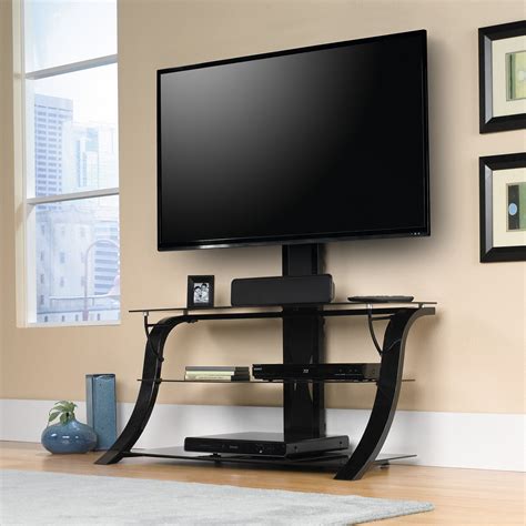 Sauder Panel Tv Stand With Mount For Tvs Up To 50 Black Finish