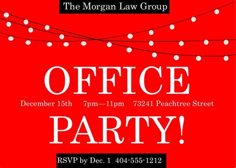 Staff meeting text of message: Office Holiday and Christmas Party Invitations 2017