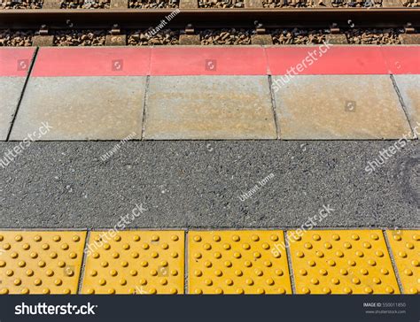 Yellow Line On Railway Station Platform Stock Photo 550011850