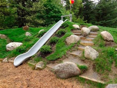 Slide Built Into Hillside Sloped Backyard Backyard Playground