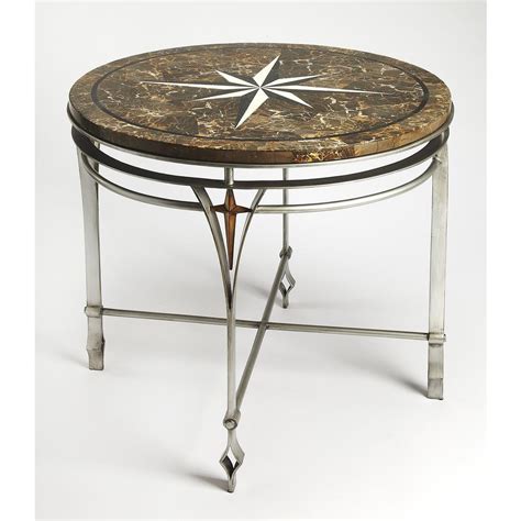 Regina Fossil Stone And Metal Foyer Table