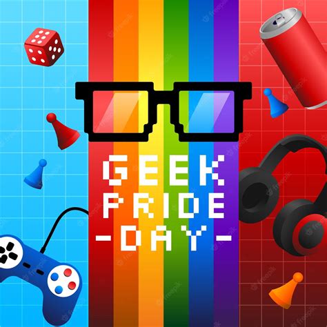 Premium Vector Reading Glasses And Games Geek Pride Day