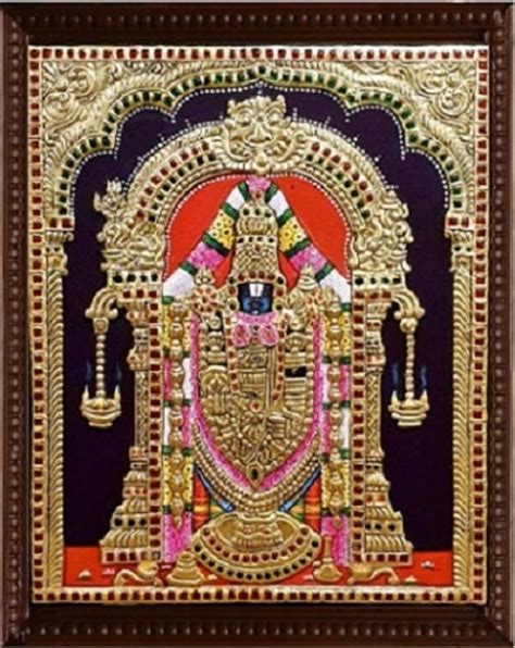 Lord Balaji Venkateshwara Tanjore Painting With Frame Etsy Tanjore