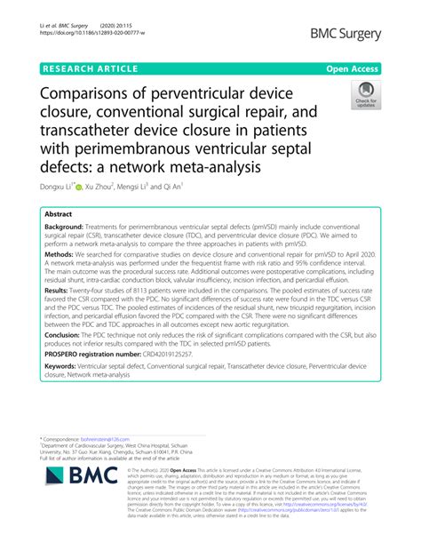 Pdf Comparisons Of Perventricular Device Closure Conventional