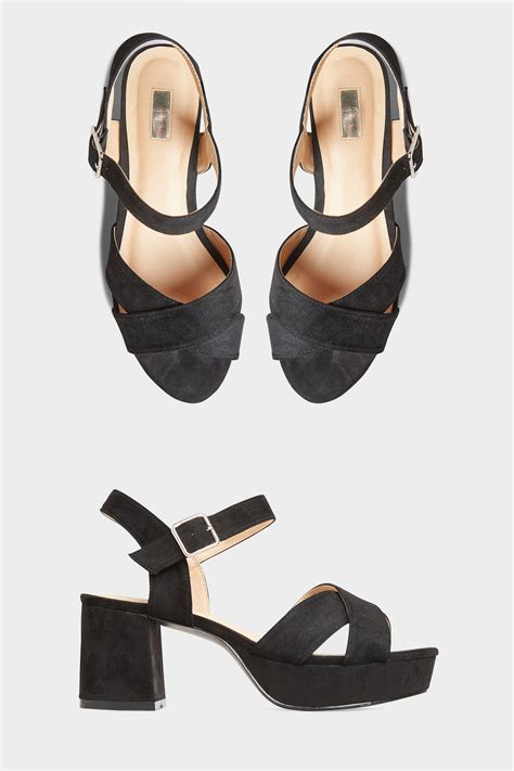 Limited Collection Black Platform Sandal In Extra Wide Fit Long Tall