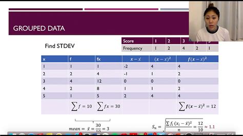 The data in table 1 is adapted from statistics. Standard Deviation of Frequency and Grouped Data - YouTube