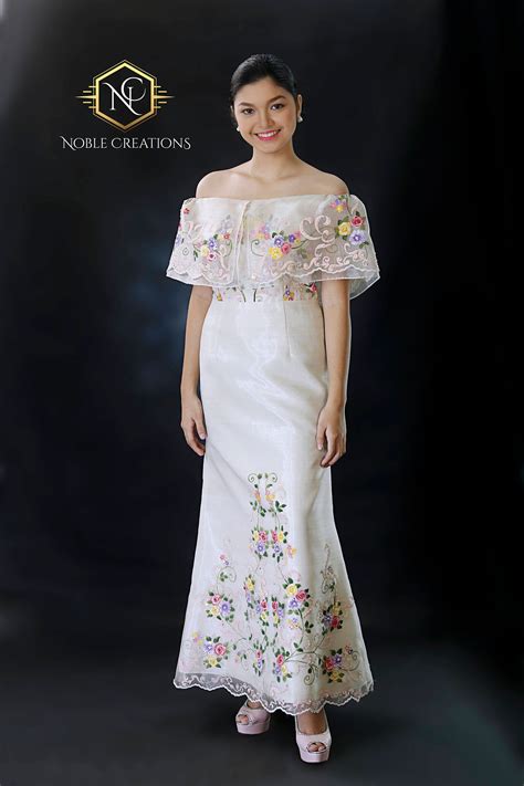 Filipiniana Dress Hand Painted And Embroidered Maria Clara Terno Barong Tagalog Philippine