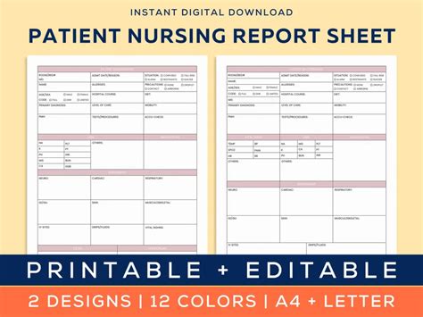 Nursing Report Sheet Sbar Rn Handoff Nurse Brain Sheet Etsy Accu