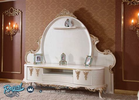 bufet tv mewah terbaru oval ukiran jepara royal furniture