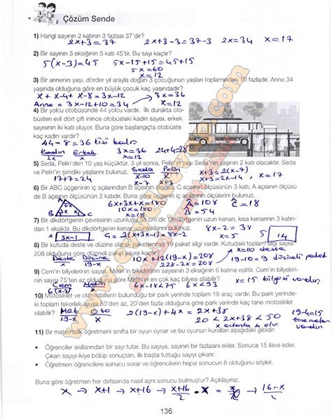 7. Sınıf Matematik MEB Yayınları Ders Kitabı Cevapları Sayfa 136 – Ders