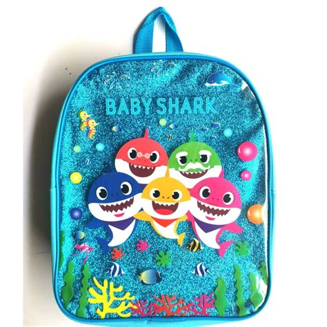 Baby Shark Backpack Boys Girls Kids Bags Kindergarten Shiny Bag