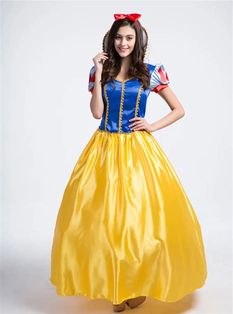 Sexy Adult Halloween Dexlue A Line Dress Princess Costume Snow White Costumes For Women Party