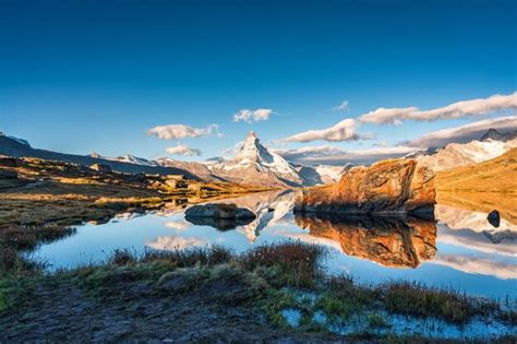 Premium Photo Beautiful Landscape Of Lake Stellisee With Matterhorn
