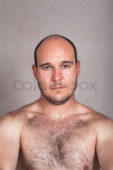 Serious Shirtless Man With His Hairy Chest Stock Image Colourbox