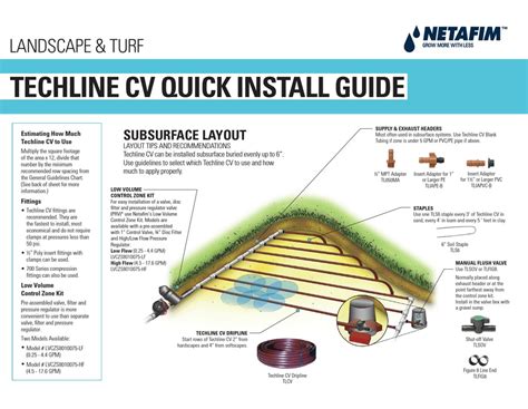 Netafim Techline Cv Quick Install Manual Pdf Download Manualslib