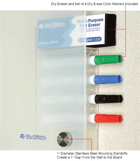 Global Industrial™ Frosted Glass Dry Erase Board 48 W X 36 H