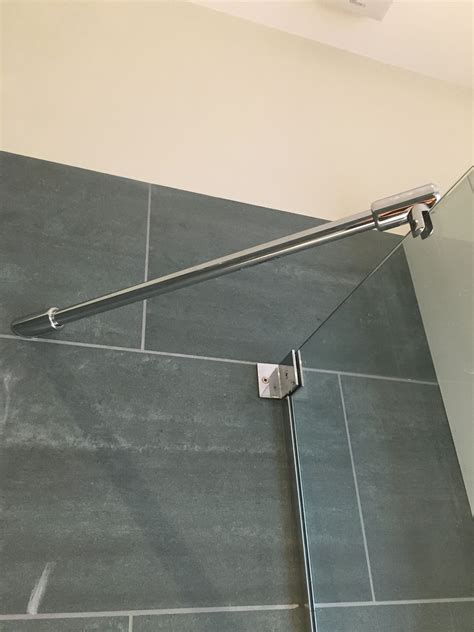 We also offer a wide variety of standard showers. Shower 45 degree support bar in chrome | Glass shower ...
