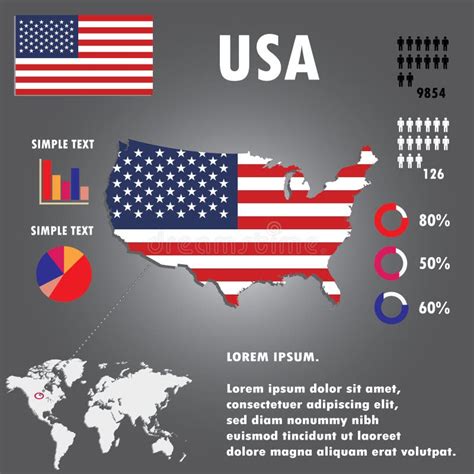 United States Of America Country Infographics Template Vector Stock
