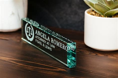 Attorney Glass Office Desk Name Plate Clear Jd Judge Etsy