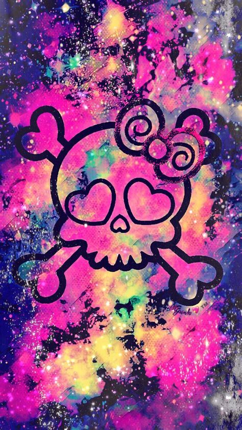 676x1200 girly punk skull galaxy wallpaper androidwallpaper iphonewallpaper de calaveras