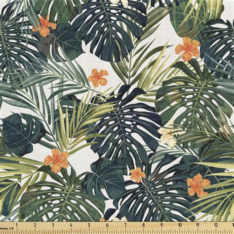 Hawaii Fabric By The Yard Tropical Summer Season Foliage Composition