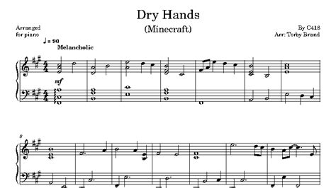 Dry Hands Minecraft Sheet Music Pianotify