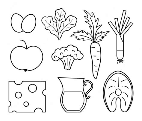 Premium Vector Black And White Set Of Vector Healthy Food And Drink