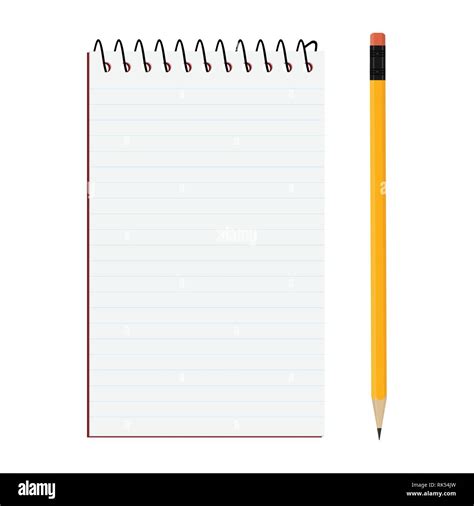 Vector Illustration Opened Vertical Spiral Notepad Notebook And Pencil