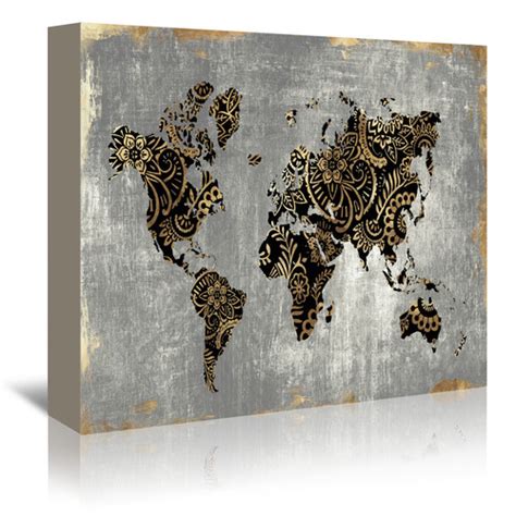 Statestudio Gold World Map Printed Wall Art Temple And Webster