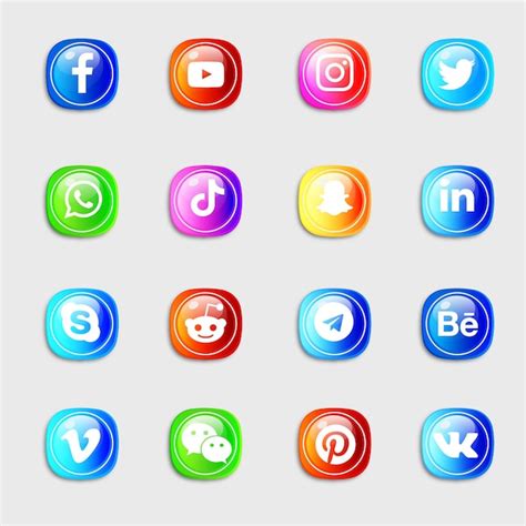 Premium Vector Social Media Icons Pack With Shiny Glossy 3d Icons
