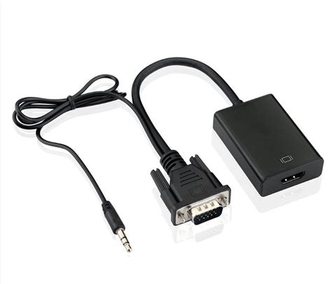 Black High Speed Vga Db15 Male To Hdmi Female Output Hd 1080p Adapter