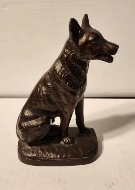 German Shepard Dog Vintage Cast Metal Door Stop Bookend 6 34 Tall 17