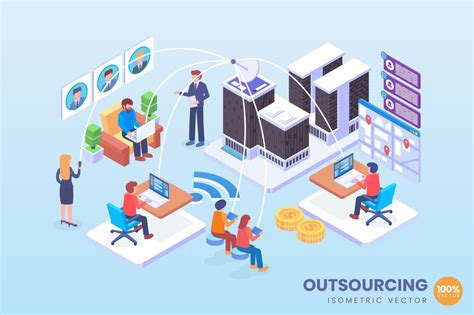Isometric Project Outsourcing Vector Concept Isometric Illustration Isometric Concept Design