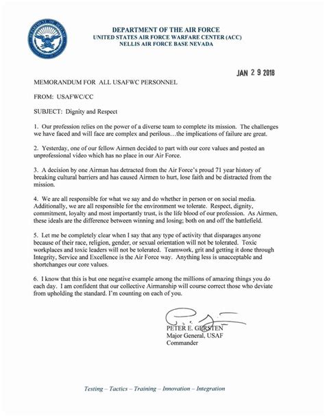 May be a single issue or combination of. Air force Memorandum Template Unique Nellis Afb Nevada On ...
